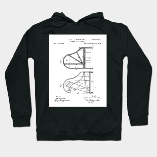 Steinway Grand Piano Patent - Piano Player Art - Black And White Hoodie